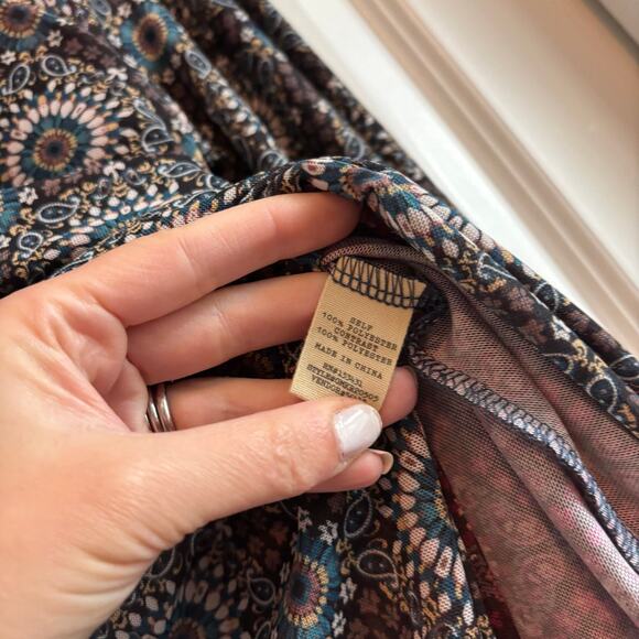 NWT Gimmicks BKE Floral Mesh Boho Retro Bell Sleeves Back Tunic Top Boho Sz XS - Picture 12 of 13